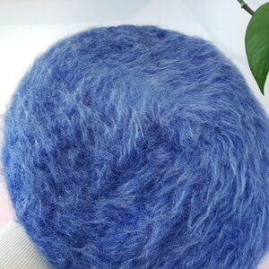 Royal Blue Angora Wool Beret | Made in Czechoslovakia | Grannycore